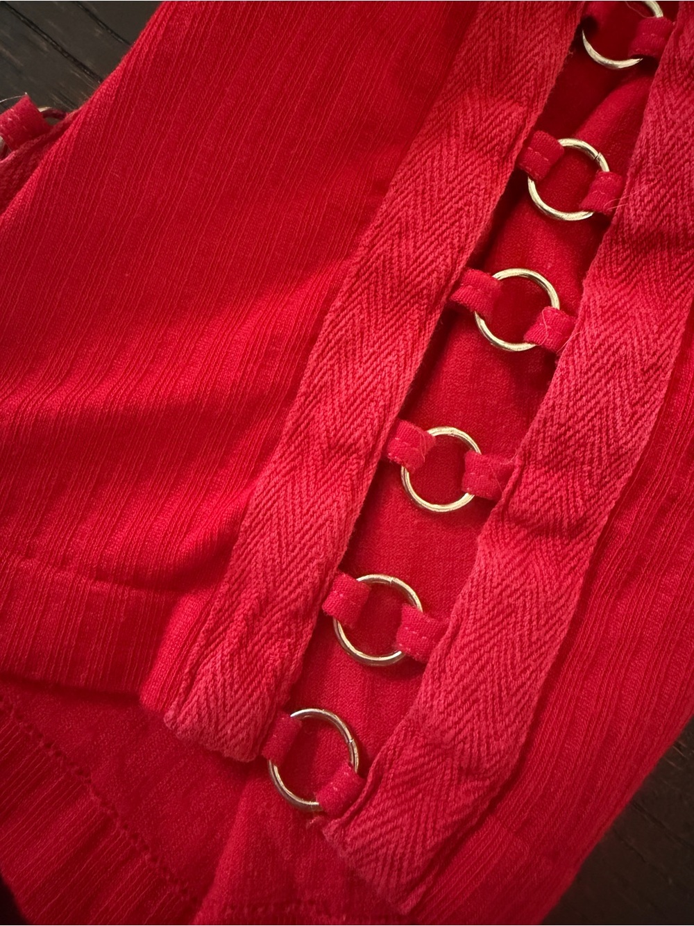 Red Ribbed Tank Top - Picture 3 of 4